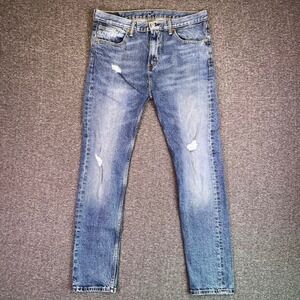 Levis 510 Jeans Mens 33x30 Blue Skinny Distressed Medium Wash Denim Pants Grunge